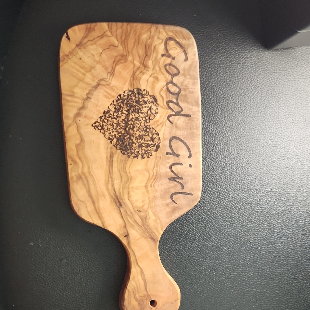 Wooden Paddle with Heart Design